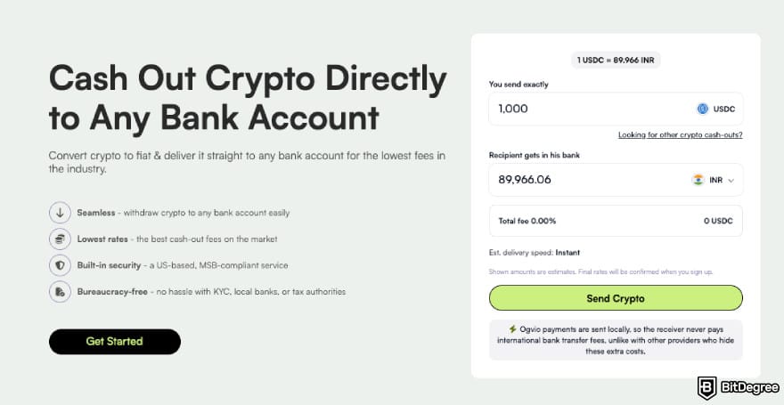 How to withdraw money from Binance in India: cashing out USDC to INR using Ogvio.