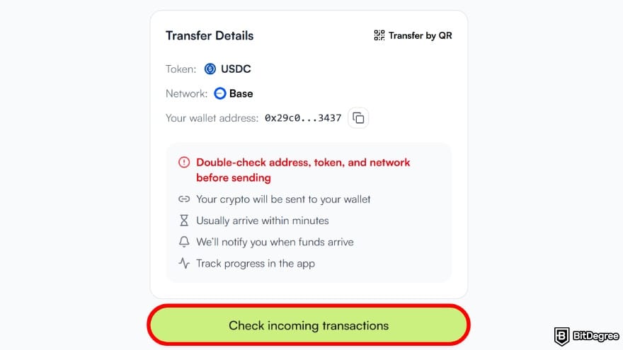 How to withdraw money from Binance in India: check the incoming transactions.