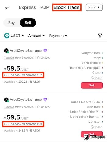 How to withdraw money from Binance Philippines: Binance P2P's Block Trade Zone.