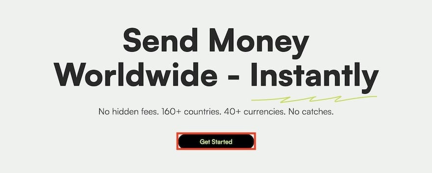 How to withdraw money from Binance Philippines: the [Get Started] button on Ogvio's homepage outlined.