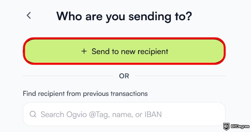 How to withdraw money from Binance Wallet: click on the [Send to new recipient].