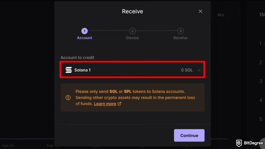 How to withdraw money from Binance Wallet: choose the Ledger account to credit.