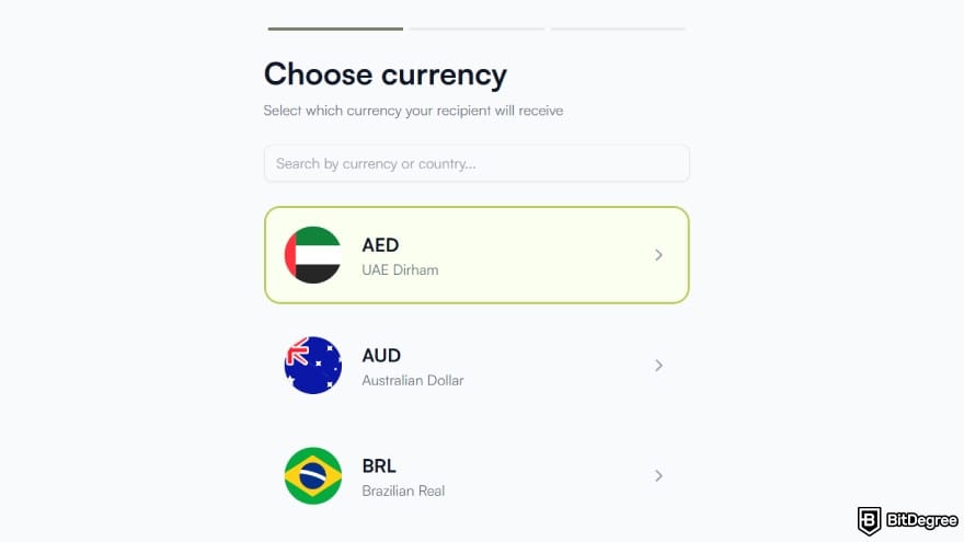 How to withdraw money from Binance Wallet: select the currency that you want to receive.