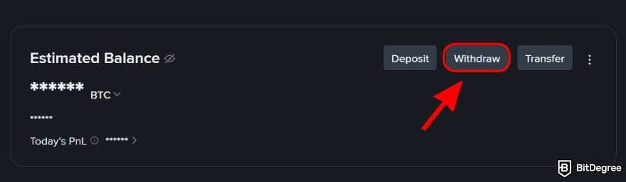 How to withdraw money from Binance Wallet: click on the [Withdraw] button.