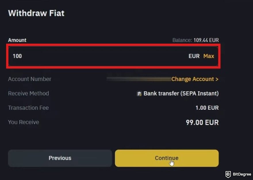 How to withdraw money from Binance: the fiat withdrawal form on Binance.