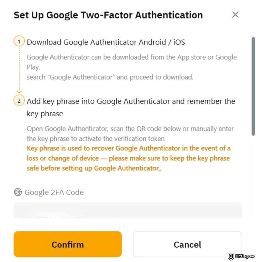 How to withdraw money from Bybit: the 2FA pop-up prompt.