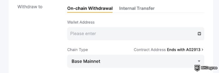 How to withdraw money from Bybit: choosing the chain type on Bybit and the field to fill in the withdrawal address. How to withdraw money from Bybit: choosing the chain type on Bybit and the field to fill in the withdrawal address.
