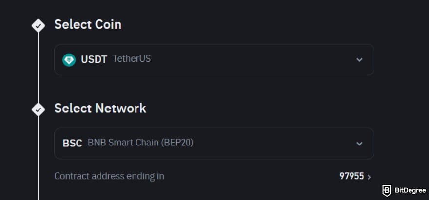 How to withdraw money from Bybit: configuring the coin and network on Binance.