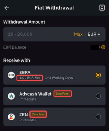 How to withdraw money from Bybit: the payment methods on Bybit app's fiat withdrawal.