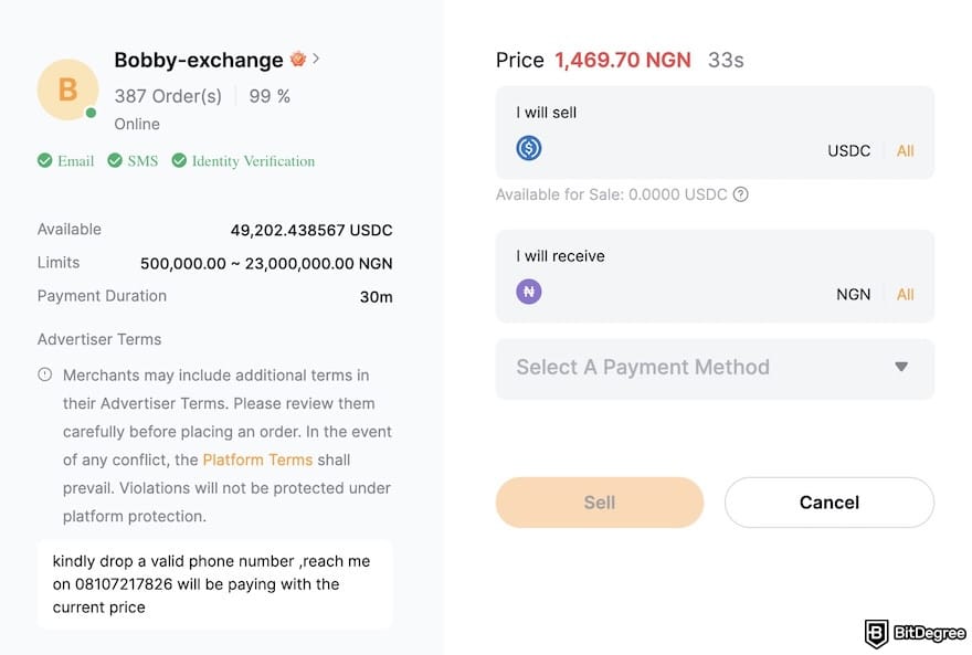 How to withdraw money from Bybit in Nigeria: entering the amount you want to send from Bybit.