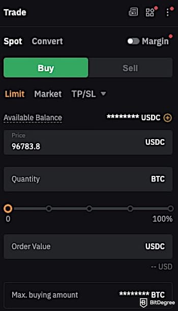 How to withdraw money from Bybit in Nigeria: the [Buy] section on Bybit.