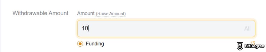 How to withdraw money from Bybit: the withdrawable amount field.
