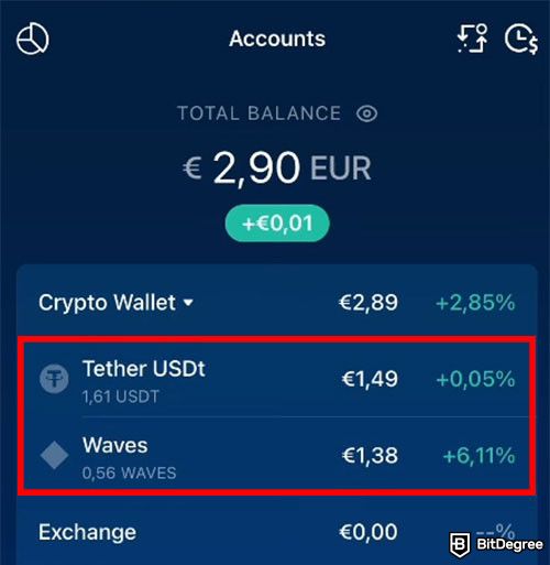 How to withdraw money from Crypto.com: The Accounts page on the Crypto.com app.