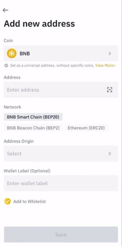 How to withdraw from DeFi wallet: adding an address.