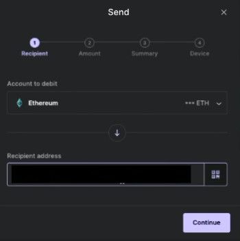 How to withdraw money from DeFi wallet: address confirmation.