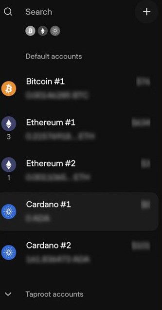 How to withdraw money from DeFi wallet: choose a crypto account.