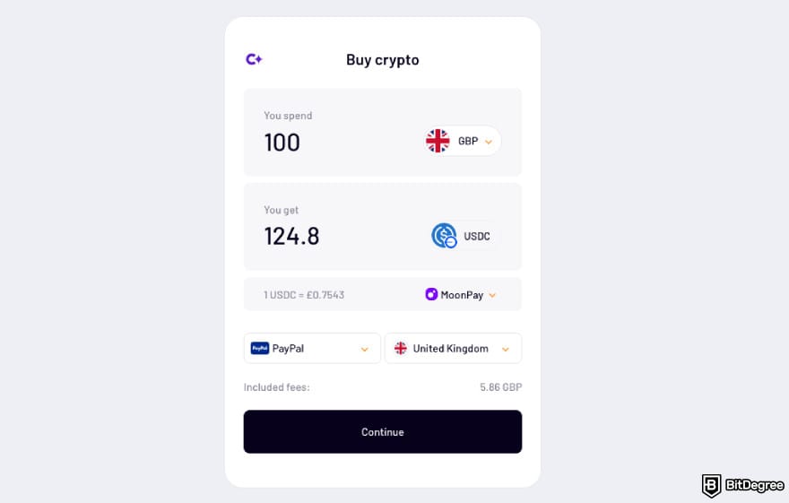 How to withdraw money from Fiverr: buying USDC on Ogvio using PayPal.