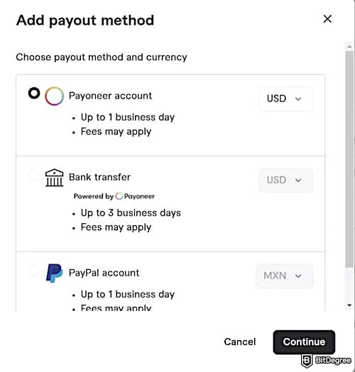 How to withdraw money from Fiverr: a list of Fiverr's payout methods.