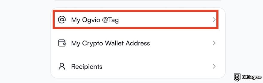How to withdraw money from Fiverr: the [My Ogvio @Tag] menu on Ogvio outlined.
