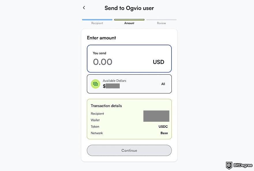 How to withdraw money from Fiverr: entering the amount of balance you want to send on Ogvio.