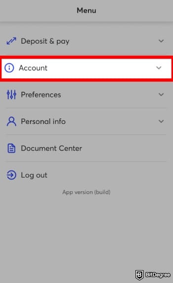 How to withdraw money from GO2bank without card: navigate to [Account].