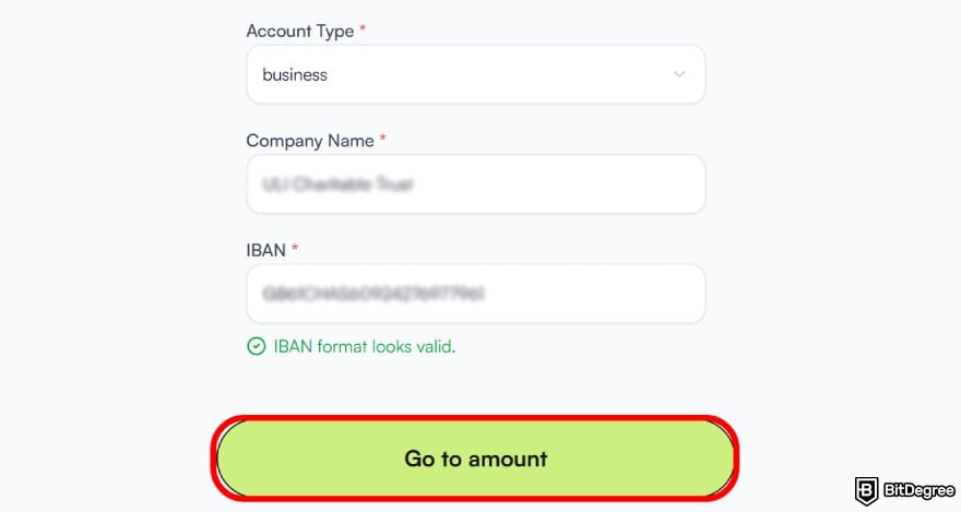 How to withdraw money from GO2bank without card: enter the bank details.