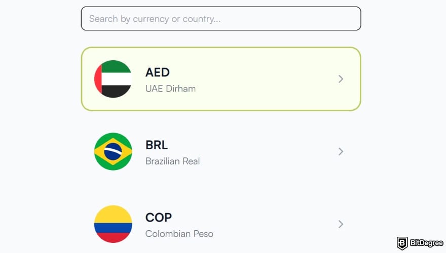 How to withdraw money from GO2bank without card: choose the currency to send.