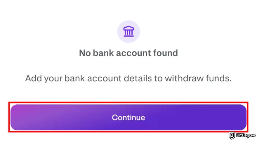 How to withdraw money from Kraken: [Continue] button.