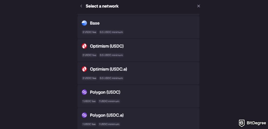 How to withdraw money from Kraken: Kraken asking you to select a network.