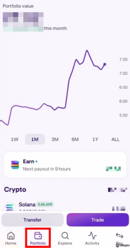 How to withdraw money from Kraken: Portfolio menu.