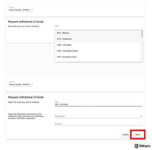 How to withdraw money from Kraken: Request Withdrawal page.