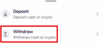 How to withdraw money from Kraken: Withdraw option.