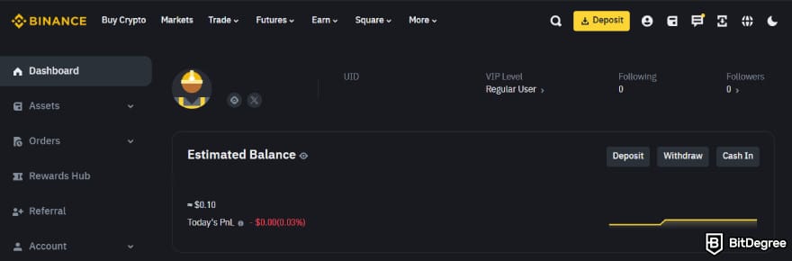 How to withdraw money from KuCoin: Binance's dashboard.