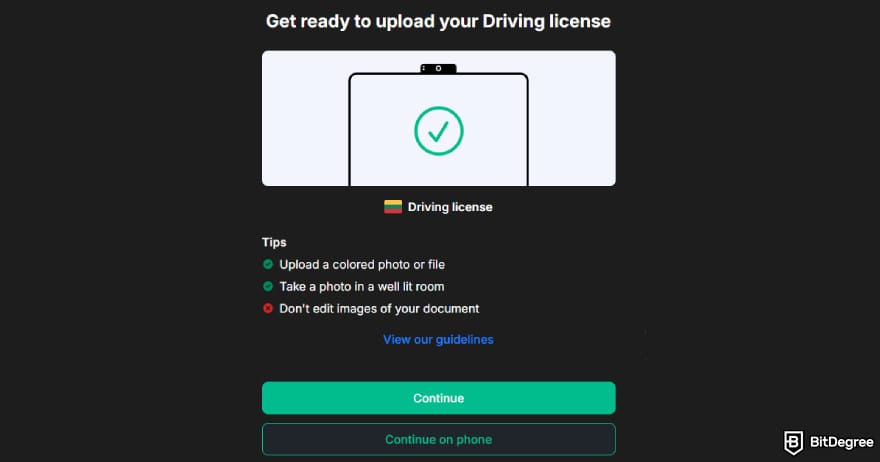 How to withdraw money from KuCoin: upload your driving license.