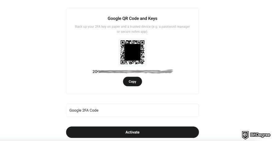 How to withdraw money from KuCoin: setup 2FA with your Google authenticator app.