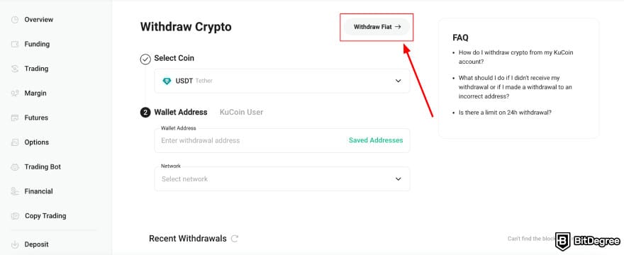 How to withdraw money from KuCoin: withdraw fiat from KuCoin.