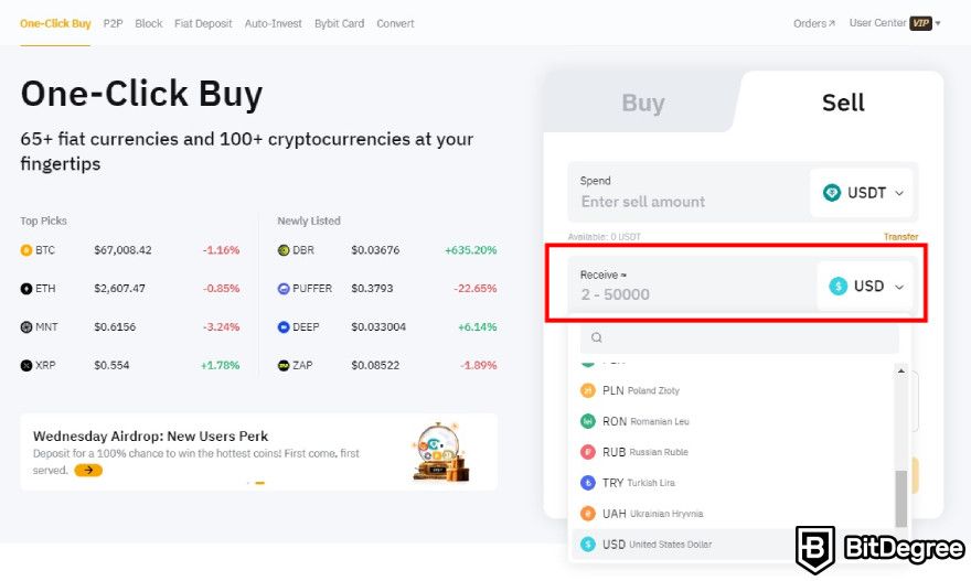 How to withdraw money from MetaMask: select the amount of coin to sell and choose the fiat currency.