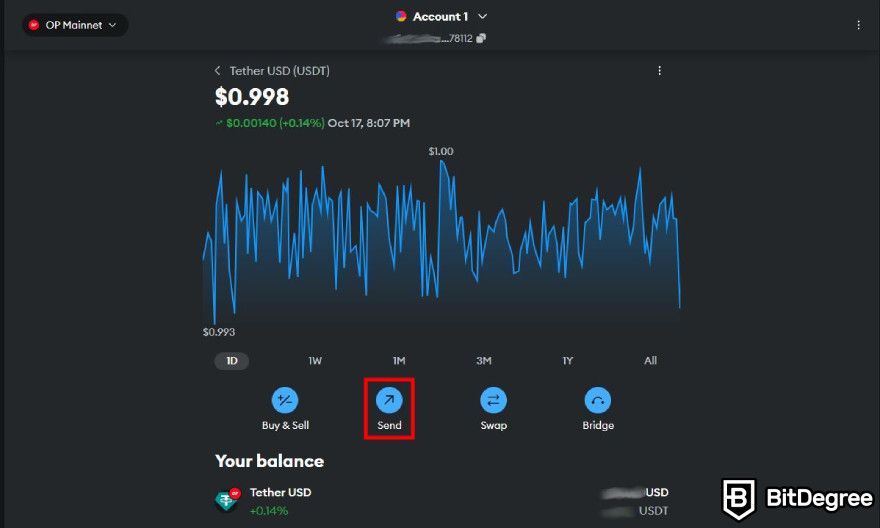 How to withdraw money from MetaMask: choose send.