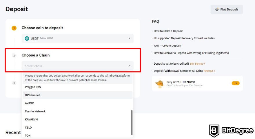 How to withdraw money from MetaMask: choose the correct chain.