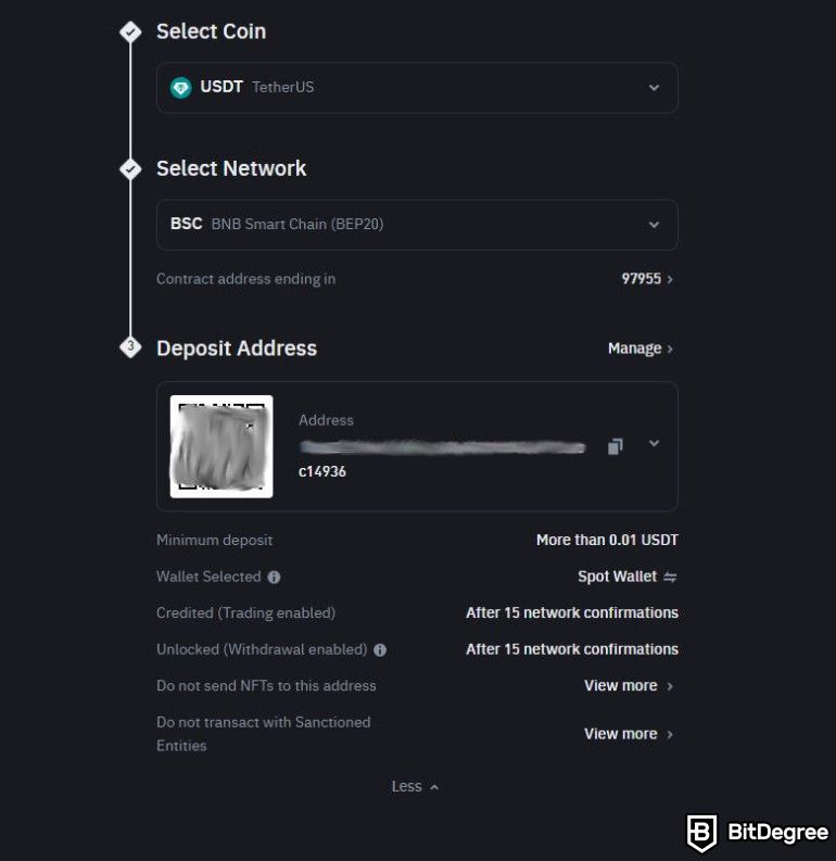 How to withdraw money from MetaMask: copy the Binance address.