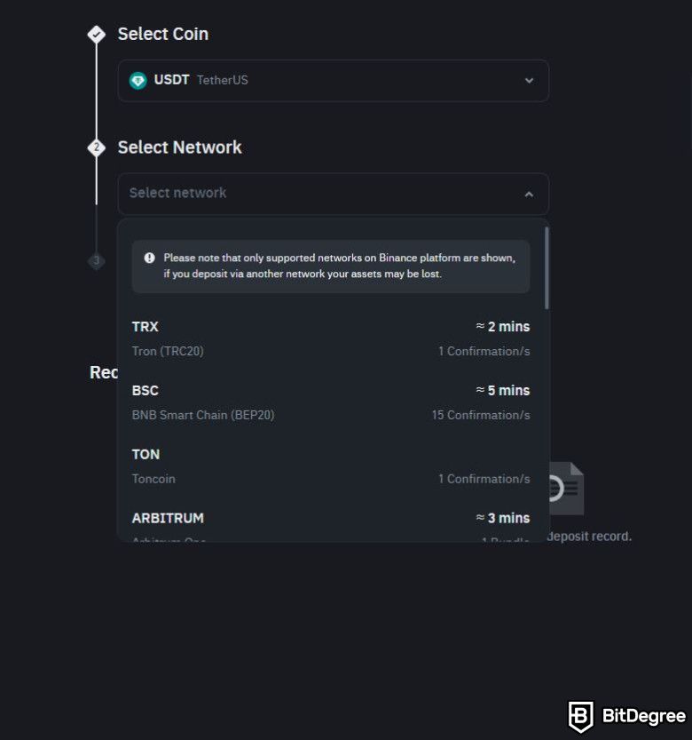 How to withdraw money from MetaMask: select the network.