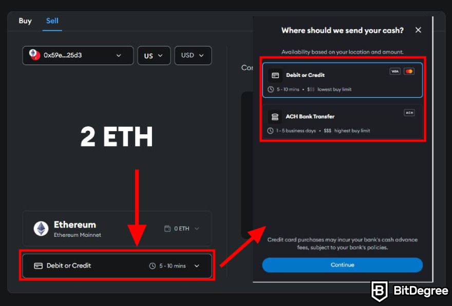 How to withdraw money from MetaMask: pick your transfer method.