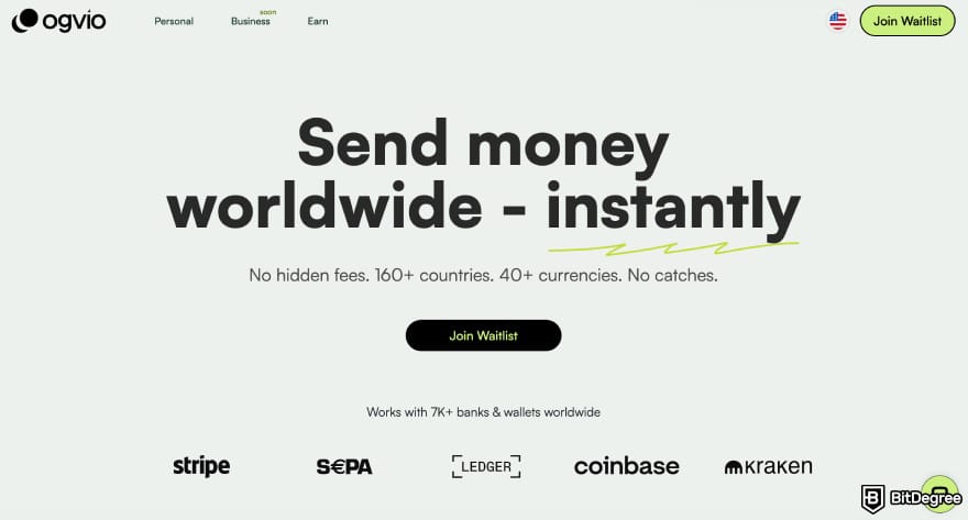 How to withdraw money from MetaMask: Ogvio homepage.
