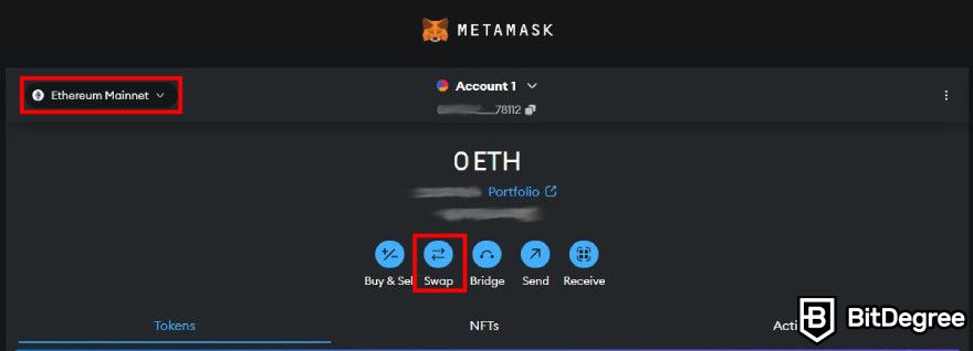 How to withdraw money from MetaMask: go to swap.