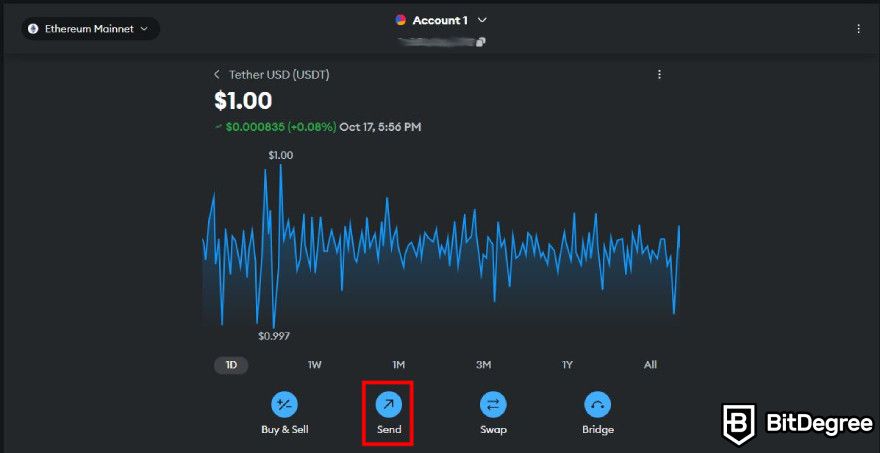 How to withdraw money from MetaMask: choose the selected coin and hit send.