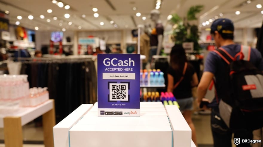 How to withdraw money from OKX in Philippines: a signage of the mobile e-wallet payment service GCash.