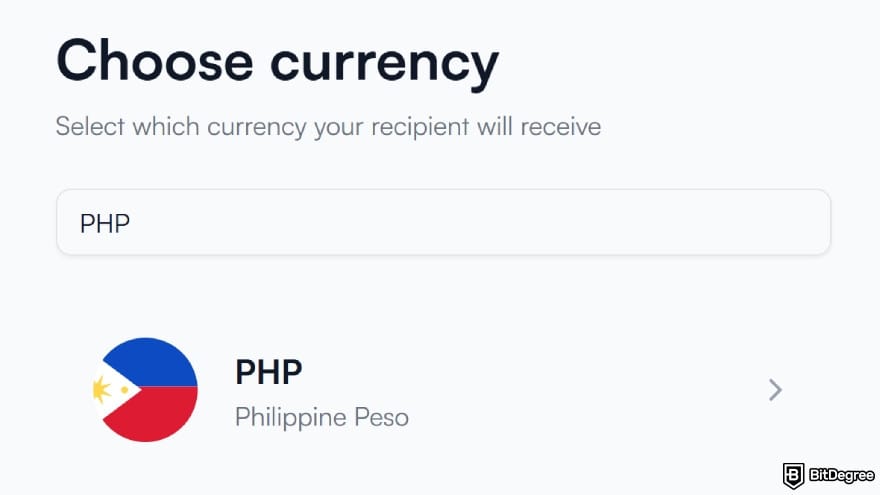 How to withdraw money from OKX in Philippines: choose PHP as the currency.