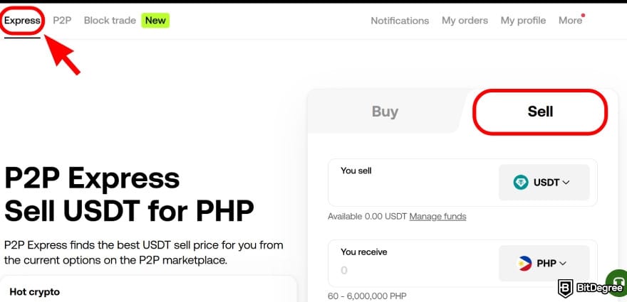 How to withdraw money from OKX in Philippines: navigate to the [Express P2P] section.