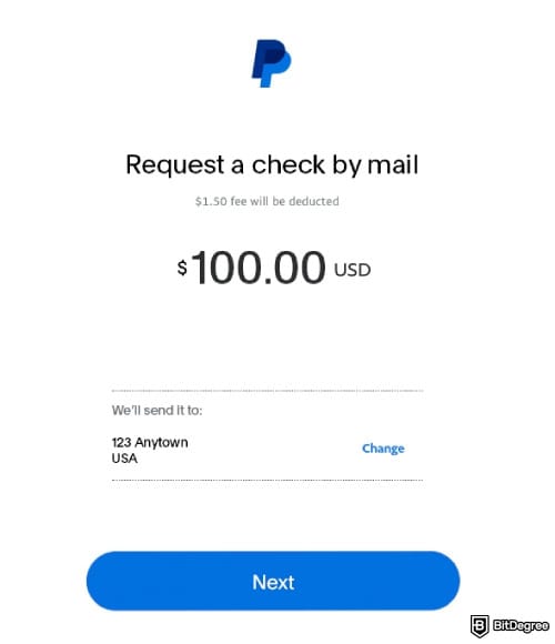 How to withdraw money from PayPal: specifying how much to request.