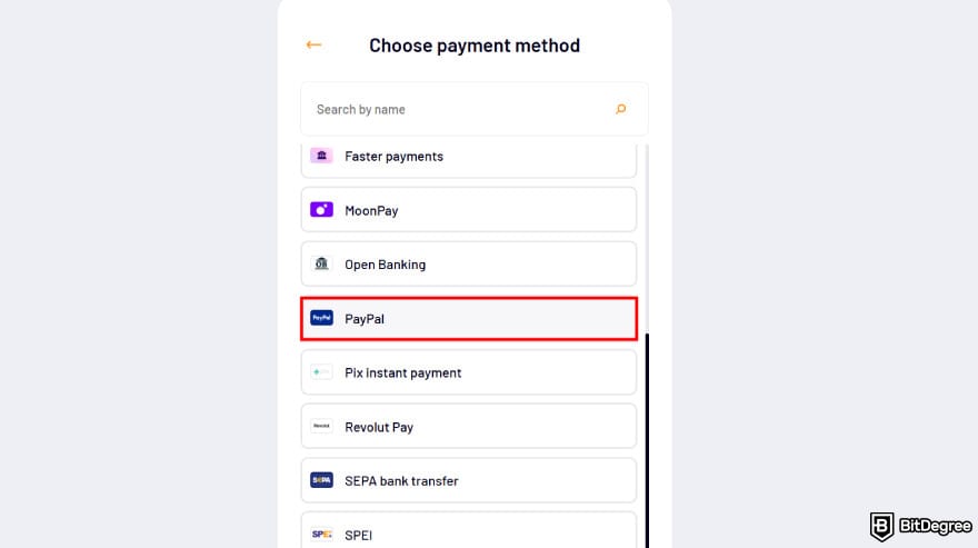 How to withdraw money from PayPal: select [PayPal] as the payment method.